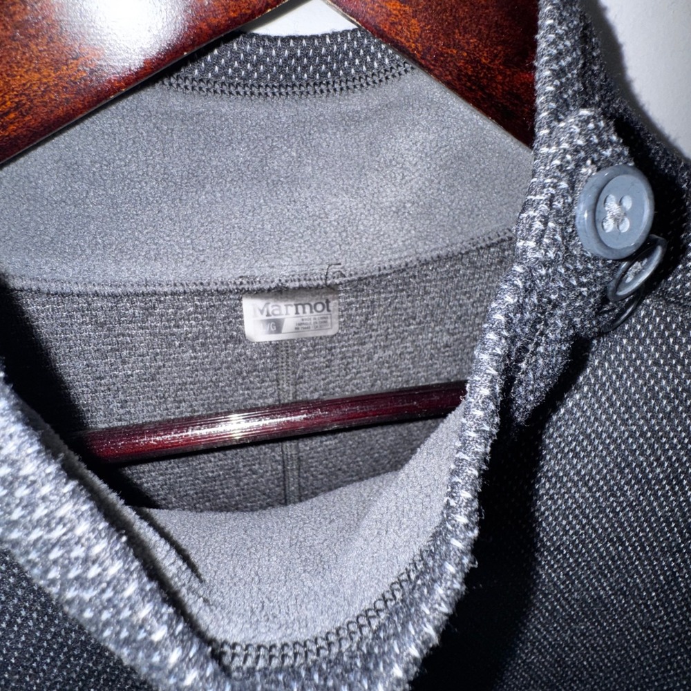Marmot‎ Addy Pullover Women Lg Charcoal Gray EUC Wool Blend Button Neck Gorpcore - Picture 4 of 12